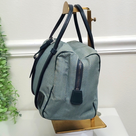 Bally small checkered bag Hand Bag Blue and White Canvas/Leather💙🤍 - Picture 8 of 17